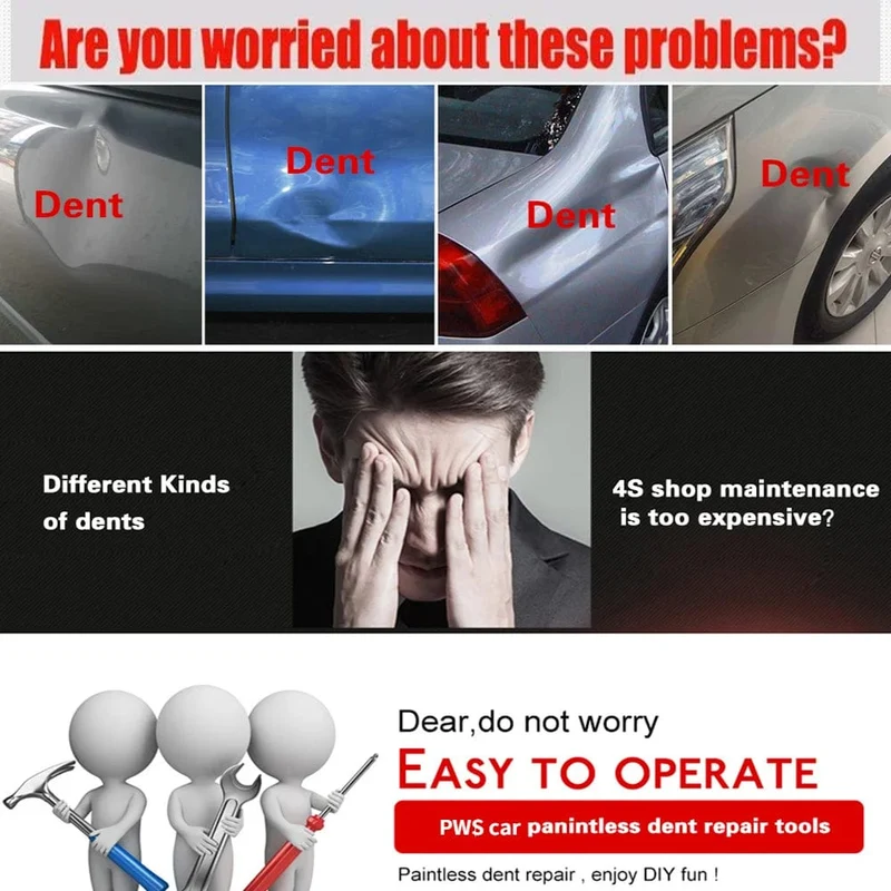 Auto-Dellenreparatur-Werkzeuge ohne Lackierung, EU-Stecker, Klebepistole, Auto-Dellenreparatur-Set, Dellenentfernungsset, Dellenentferner, Dellenzieher für Autos, Fahrzeuge