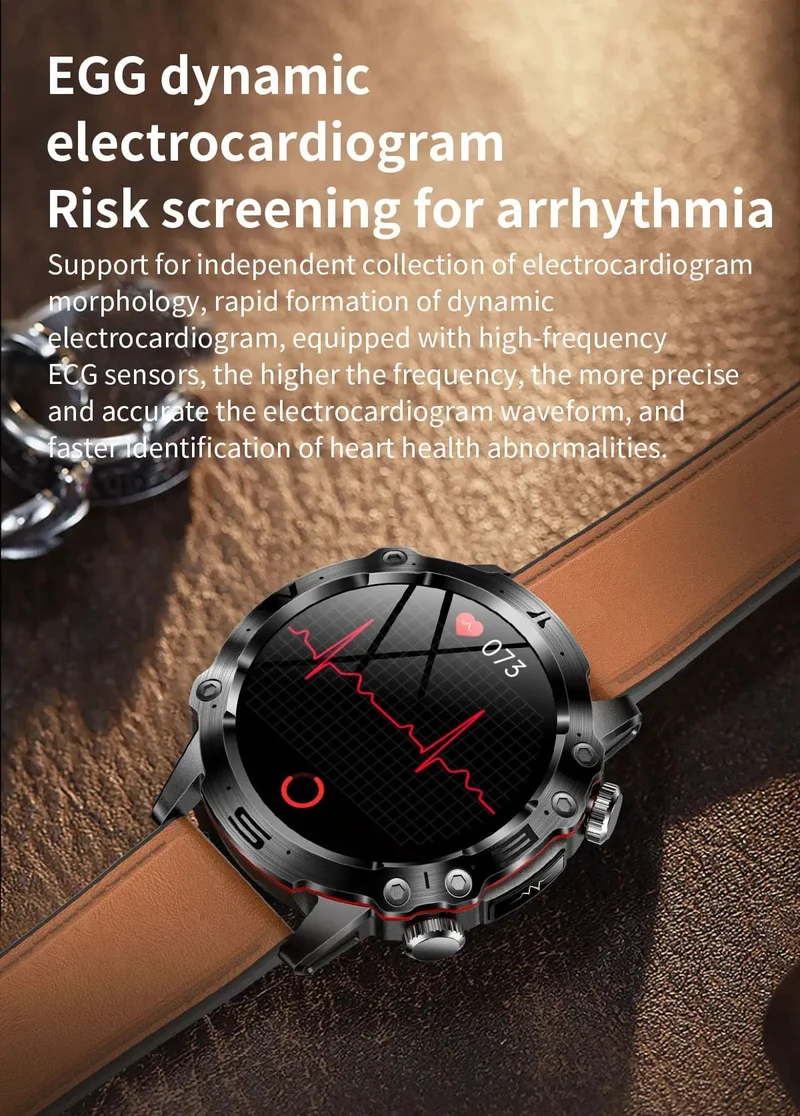 Neue Smartwatch für Männer mit gesundem Blutfettwert, Harnsäure, Blutzucker, EKG + PPG, Fitness-Tracker, Uhr, Bluetooth-Anruf, Sport-Smartwatch