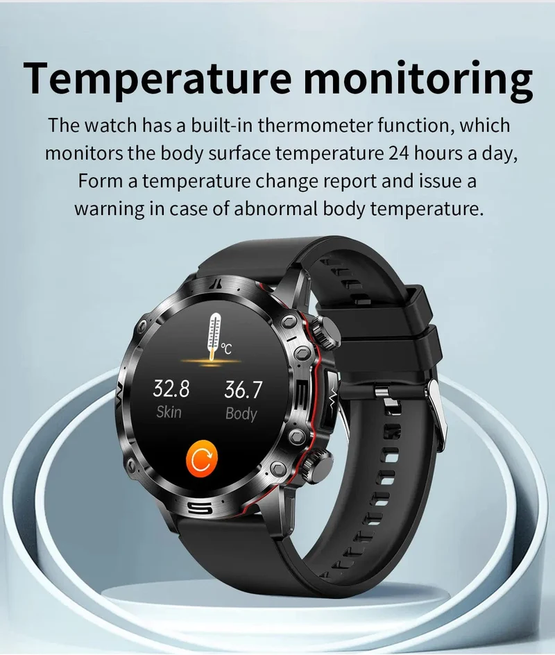 Neue Smartwatch für Männer mit gesundem Blutfettwert, Harnsäure, Blutzucker, EKG + PPG, Fitness-Tracker, Uhr, Bluetooth-Anruf, Sport-Smartwatch