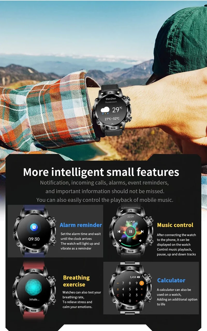 Neue Smartwatch für Männer mit gesundem Blutfettwert, Harnsäure, Blutzucker, EKG + PPG, Fitness-Tracker, Uhr, Bluetooth-Anruf, Sport-Smartwatch