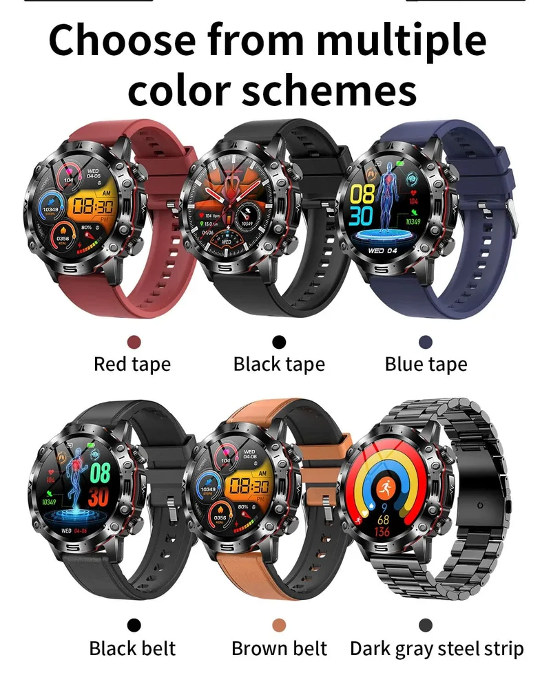 Neue Smartwatch für Männer mit gesundem Blutfettwert, Harnsäure, Blutzucker, EKG + PPG, Fitness-Tracker, Uhr, Bluetooth-Anruf, Sport-Smartwatch