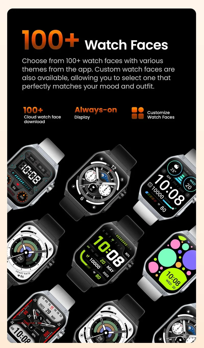 HAYLOU Watch S8 Smartwatch 1.96 Zoll AMOLED Curved Screen BT5.3 Bluetooth Call AI Voice Assistant 20 Tage Smartwatches für Herren