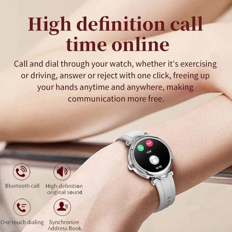 Für Xiaomi Android Fashion Damen Smart Watch 360*360 HD Bildschirm Herzfrequenz Benutzerdefiniertes Zifferblatt Uhr Sprachanrufe SmartWatches 2024 Neu