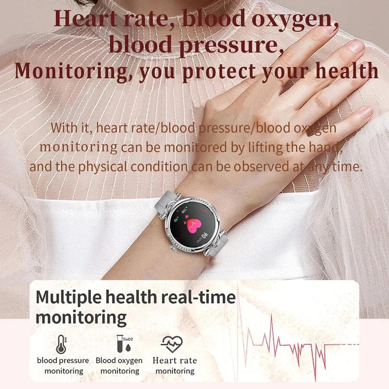 Für Xiaomi Android Fashion Damen Smart Watch 360*360 HD Bildschirm Herzfrequenz Benutzerdefiniertes Zifferblatt Uhr Sprachanrufe SmartWatches 2024 Neu
