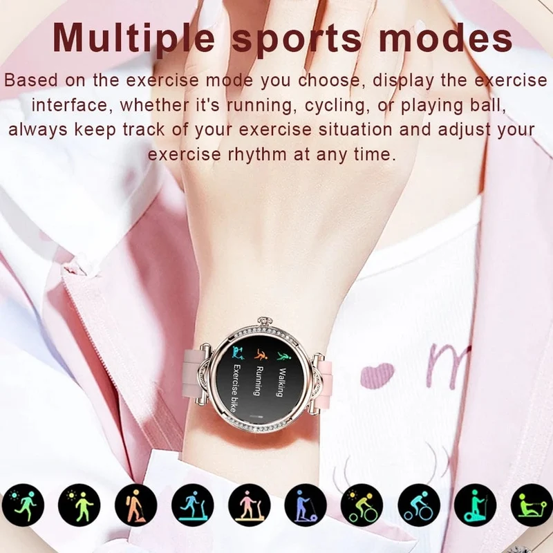 Für Xiaomi Android Fashion Damen Smart Watch 360*360 HD Bildschirm Herzfrequenz Benutzerdefiniertes Zifferblatt Uhr Sprachanrufe SmartWatches 2024 Neu