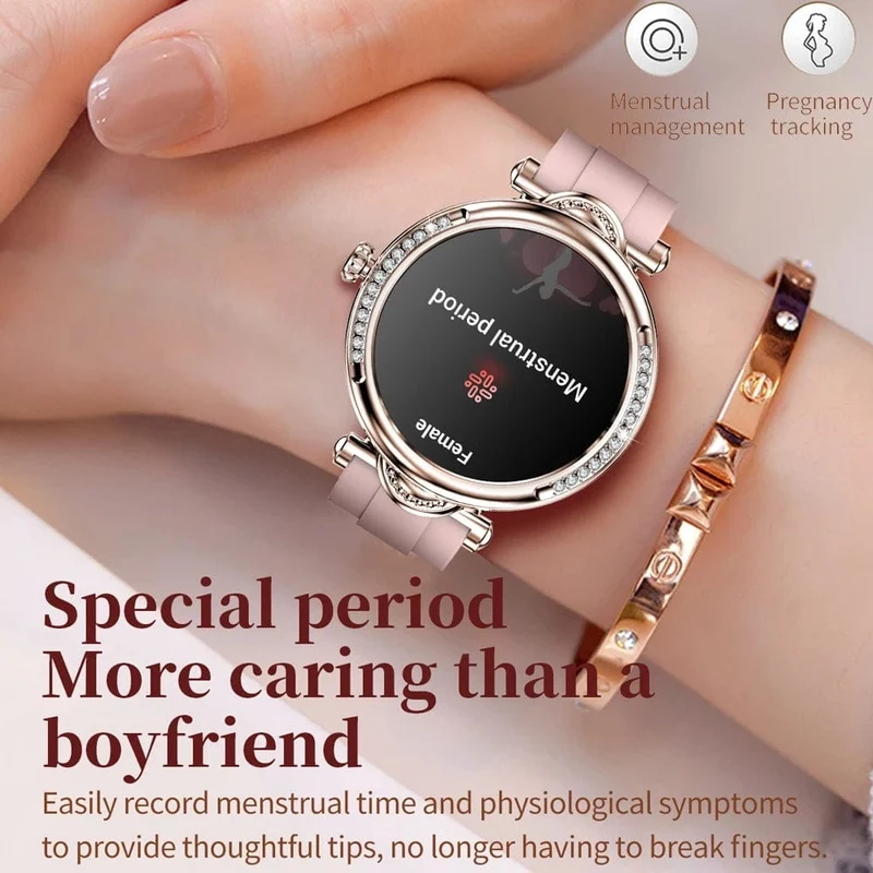 Für Xiaomi Android Fashion Damen Smart Watch 360*360 HD Bildschirm Herzfrequenz Benutzerdefiniertes Zifferblatt Uhr Sprachanrufe SmartWatches 2024 Neu