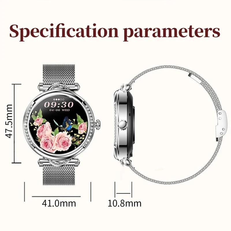 Für Xiaomi Android Fashion Damen Smart Watch 360*360 HD Bildschirm Herzfrequenz Benutzerdefiniertes Zifferblatt Uhr Sprachanrufe SmartWatches 2024 Neu