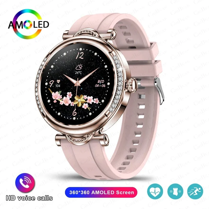 Für Xiaomi Android Fashion Damen Smart Watch 360*360 HD Bildschirm Herzfrequenz Benutzerdefiniertes Zifferblatt Uhr Sprachanrufe SmartWatches 2024 Neu