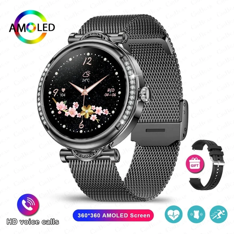 Für Xiaomi Android Fashion Damen Smart Watch 360*360 HD Bildschirm Herzfrequenz Benutzerdefiniertes Zifferblatt Uhr Sprachanrufe SmartWatches 2024 Neu