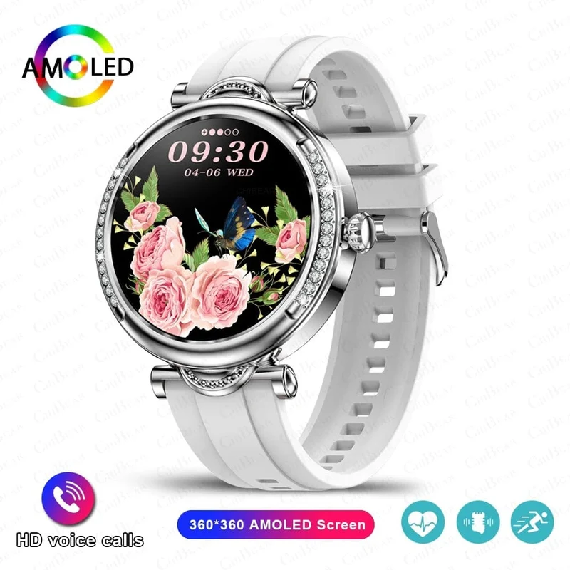 Für Xiaomi Android Fashion Damen Smart Watch 360*360 HD Bildschirm Herzfrequenz Benutzerdefiniertes Zifferblatt Uhr Sprachanrufe SmartWatches 2024 Neu