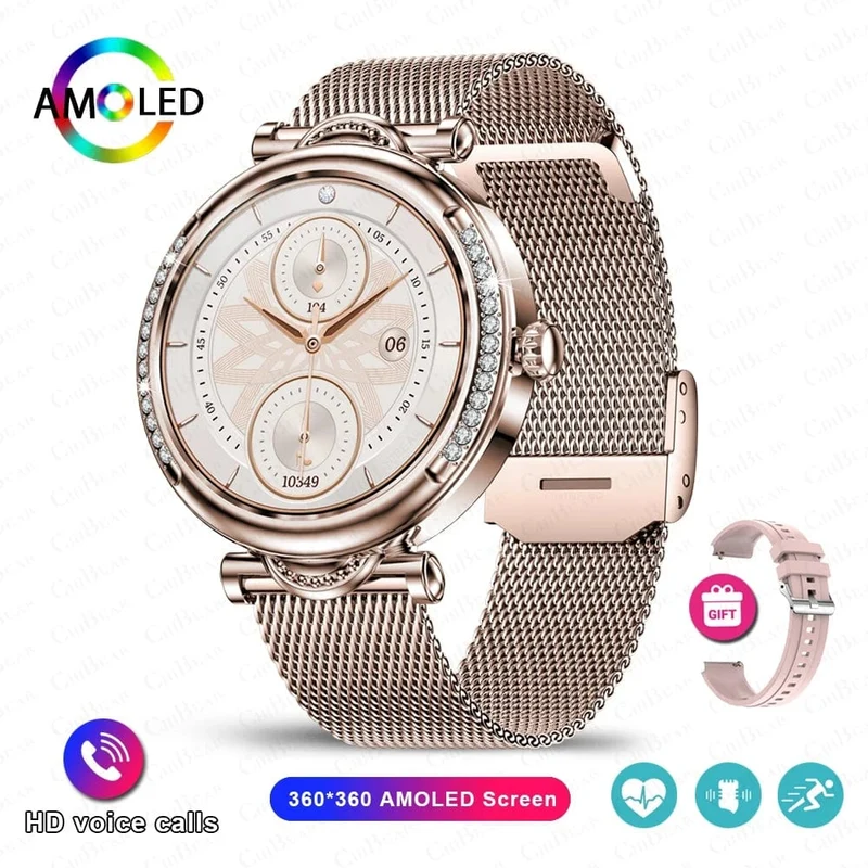 Für Xiaomi Android Fashion Damen Smart Watch 360*360 HD Bildschirm Herzfrequenz Benutzerdefiniertes Zifferblatt Uhr Sprachanrufe SmartWatches 2024 Neu