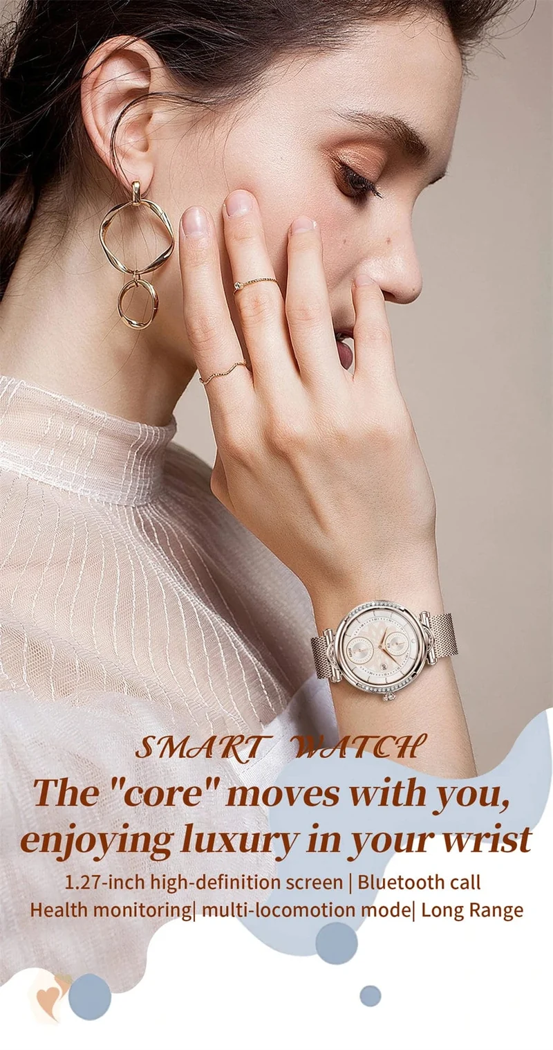 Für Xiaomi Android Fashion Damen Smart Watch 360*360 HD Bildschirm Herzfrequenz Benutzerdefiniertes Zifferblatt Uhr Sprachanrufe SmartWatches 2024 Neu