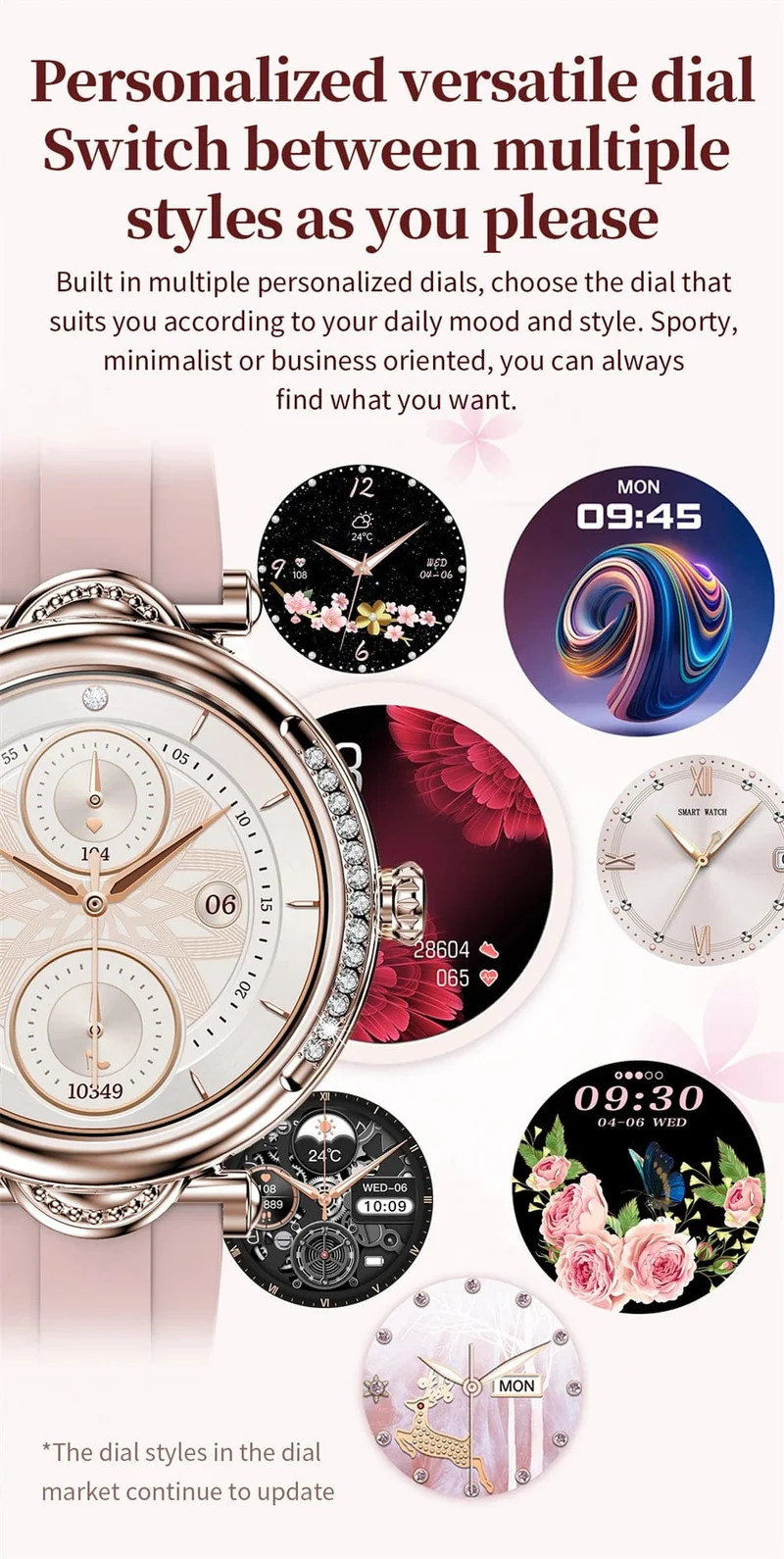 Für Xiaomi Android Fashion Damen Smart Watch 360*360 HD Bildschirm Herzfrequenz Benutzerdefiniertes Zifferblatt Uhr Sprachanrufe SmartWatches 2024 Neu