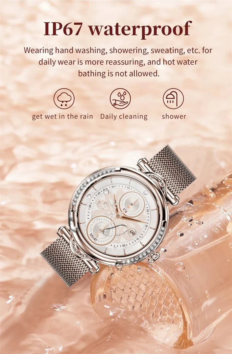 Für Xiaomi Android Fashion Damen Smart Watch 360*360 HD Bildschirm Herzfrequenz Benutzerdefiniertes Zifferblatt Uhr Sprachanrufe SmartWatches 2024 Neu