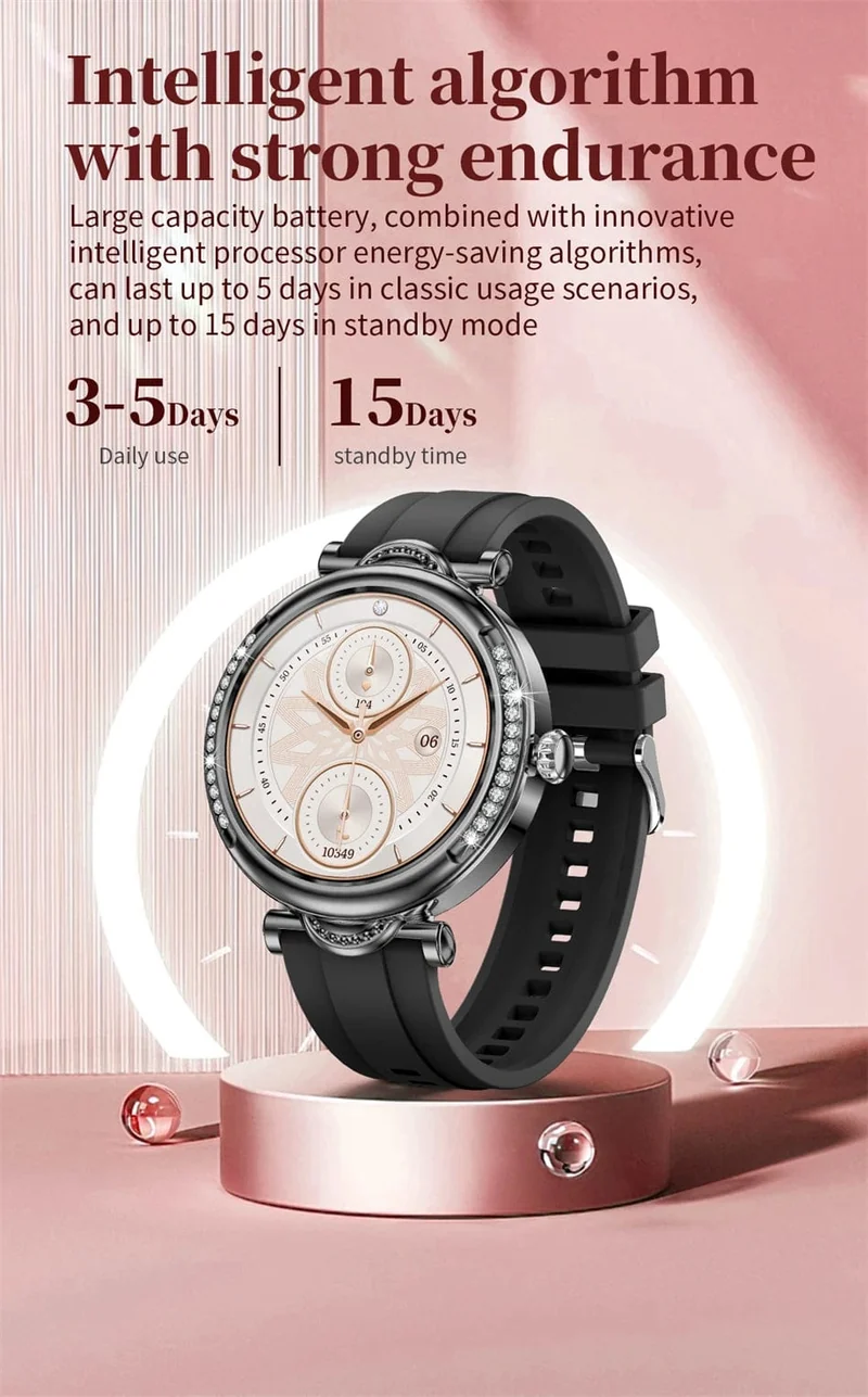 Für Xiaomi Android Fashion Damen Smart Watch 360*360 HD Bildschirm Herzfrequenz Benutzerdefiniertes Zifferblatt Uhr Sprachanrufe SmartWatches 2024 Neu
