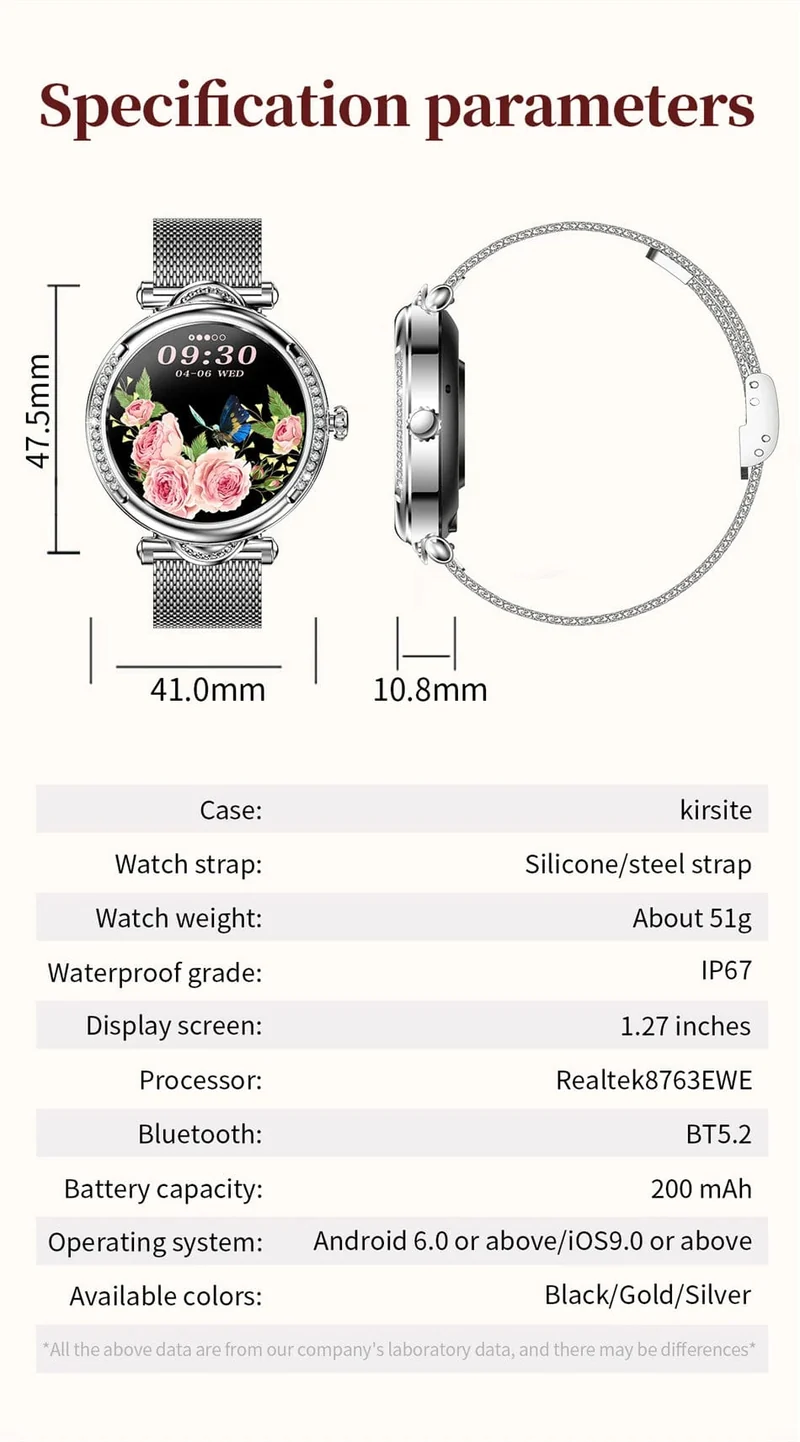 Für Xiaomi Android Fashion Damen Smart Watch 360*360 HD Bildschirm Herzfrequenz Benutzerdefiniertes Zifferblatt Uhr Sprachanrufe SmartWatches 2024 Neu