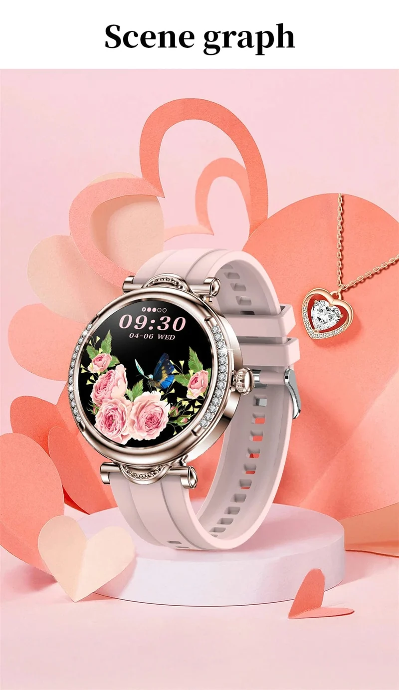 Für Xiaomi Android Fashion Damen Smart Watch 360*360 HD Bildschirm Herzfrequenz Benutzerdefiniertes Zifferblatt Uhr Sprachanrufe SmartWatches 2024 Neu