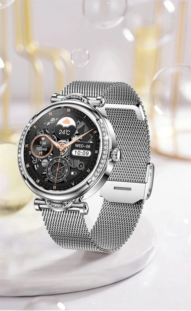 Für Xiaomi Android Fashion Damen Smart Watch 360*360 HD Bildschirm Herzfrequenz Benutzerdefiniertes Zifferblatt Uhr Sprachanrufe SmartWatches 2024 Neu