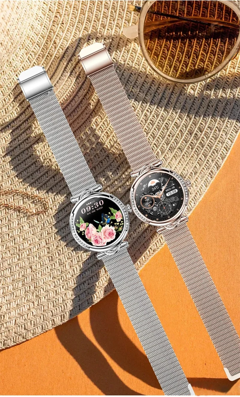 Für Xiaomi Android Fashion Damen Smart Watch 360*360 HD Bildschirm Herzfrequenz Benutzerdefiniertes Zifferblatt Uhr Sprachanrufe SmartWatches 2024 Neu