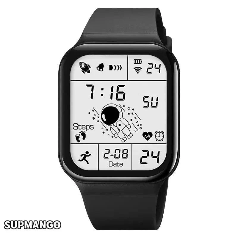 Astronaut Square Watch Männliche und weibliche Studenten Coole schwarze Technologie Intelligente laufende elektronische Kinderuhr