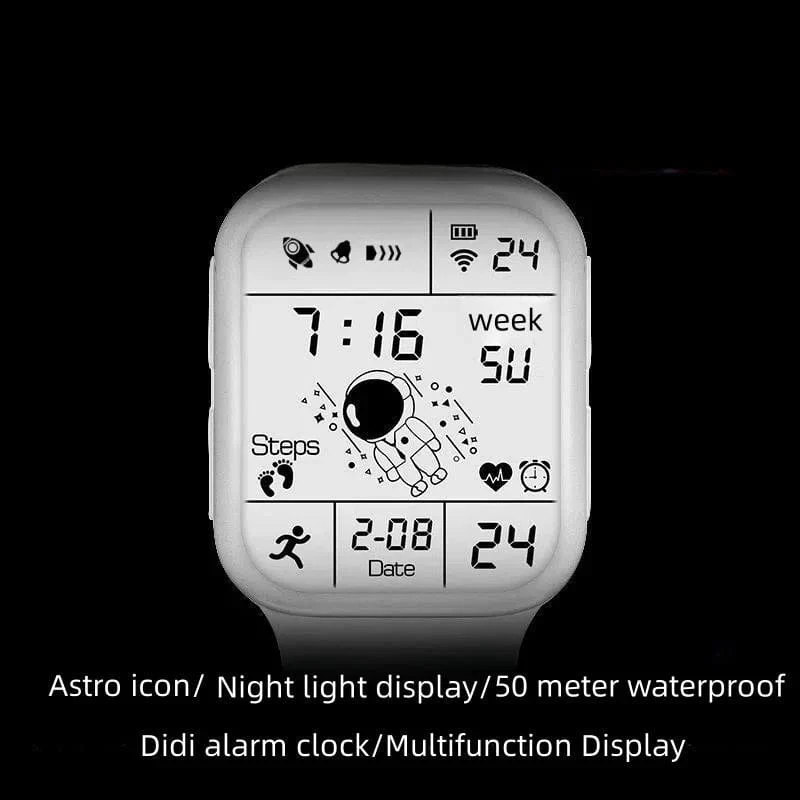 Astronaut Square Watch Männliche und weibliche Studenten Coole schwarze Technologie Intelligente laufende elektronische Kinderuhr