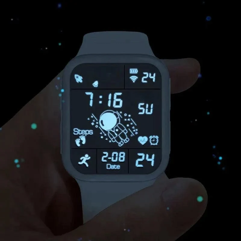 Astronaut Square Watch Männliche und weibliche Studenten Coole schwarze Technologie Intelligente laufende elektronische Kinderuhr
