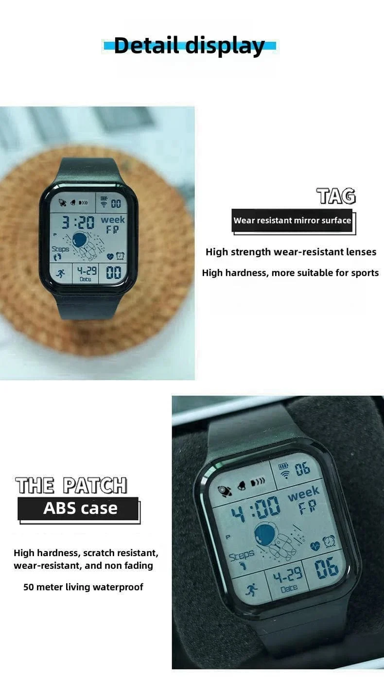 Astronaut Square Watch Männliche und weibliche Studenten Coole schwarze Technologie Intelligente laufende elektronische Kinderuhr