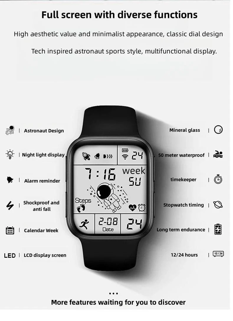 Astronaut Square Watch Männliche und weibliche Studenten Coole schwarze Technologie Intelligente laufende elektronische Kinderuhr