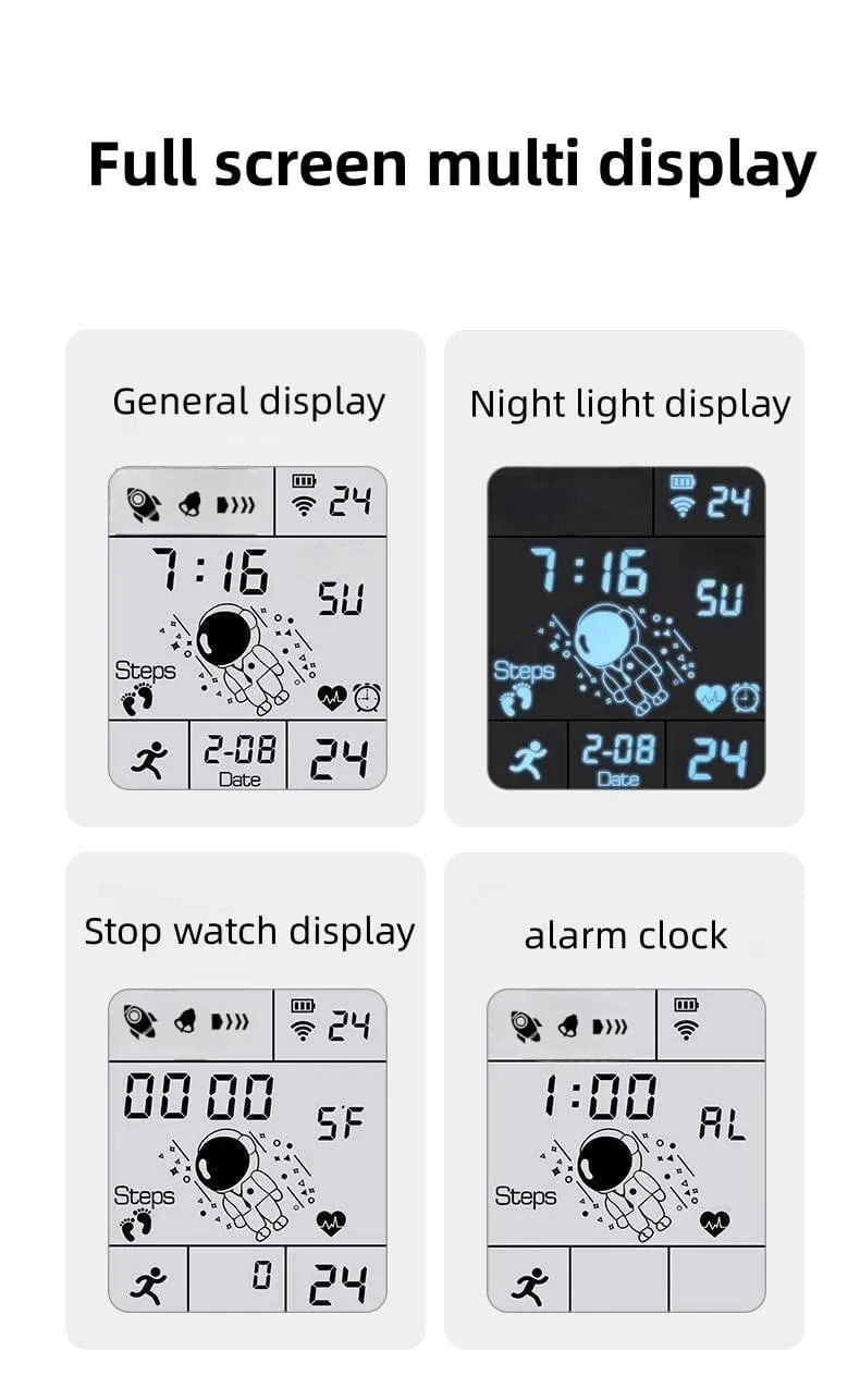 Astronaut Square Watch Männliche und weibliche Studenten Coole schwarze Technologie Intelligente laufende elektronische Kinderuhr