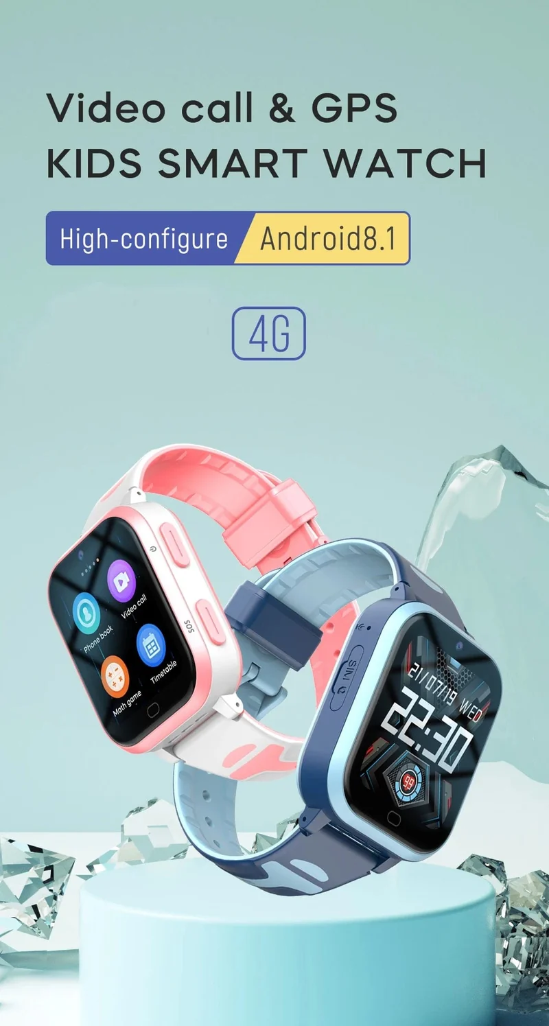 ROM 8 GB Smart Watch 4G GPS WiFi Position Videoanruf Telefon Tonaufnahme Kinder Smartwatch Kinder Rückrufmonitor Wecker