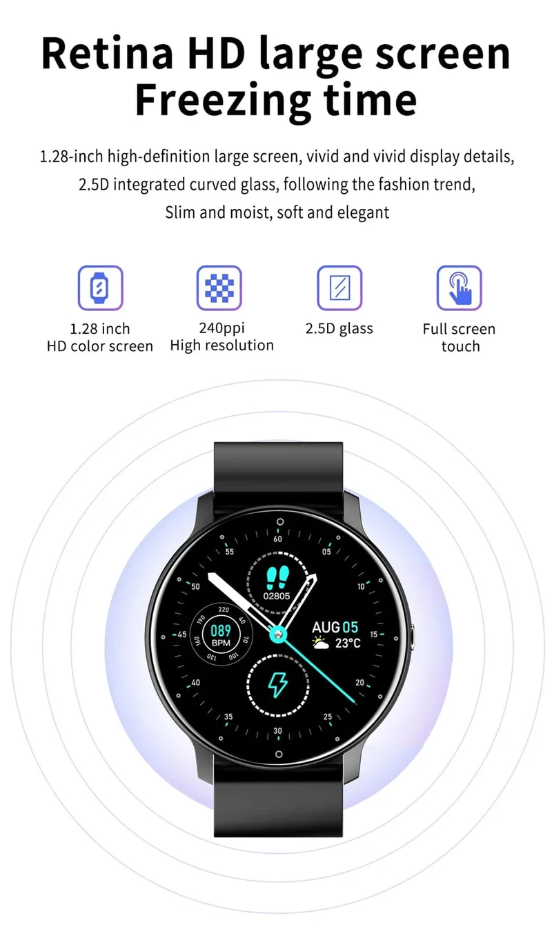 Smartwatch für Männer, voller Touchscreen, digitaler Fitness-Tracker, IP68, wasserdicht, Sport-Smartwatch für Frauen, Xiaomi Huawei Handys 2023