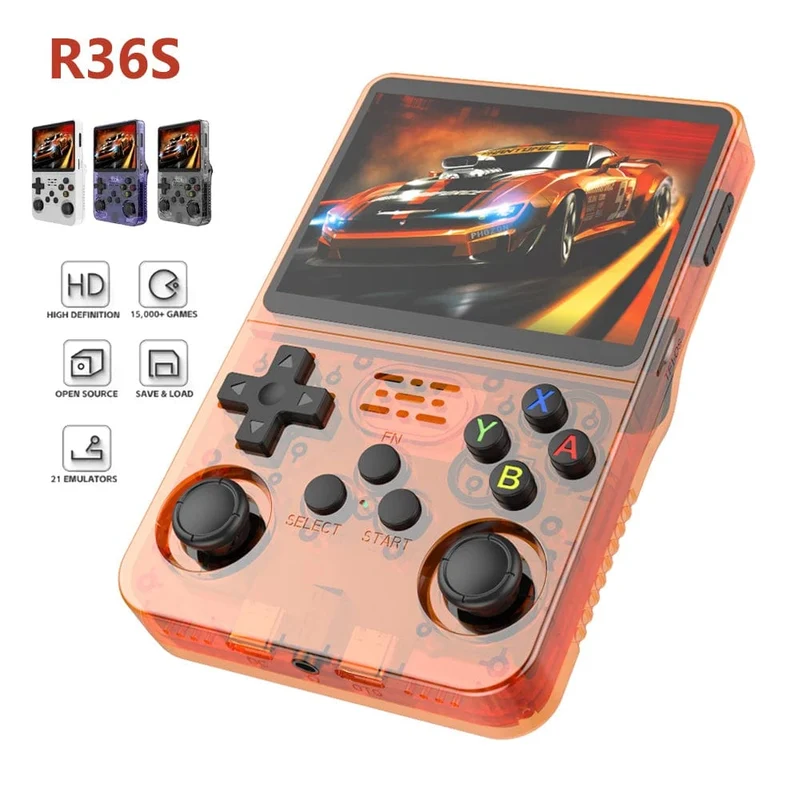 R36S Retro-Handheld-Videospielkonsole Linux-System 3.5-Zoll-IPS-Bildschirm Tragbarer Pocket-Video-Player 64 GB RG35S Plus 128G Geschenke
