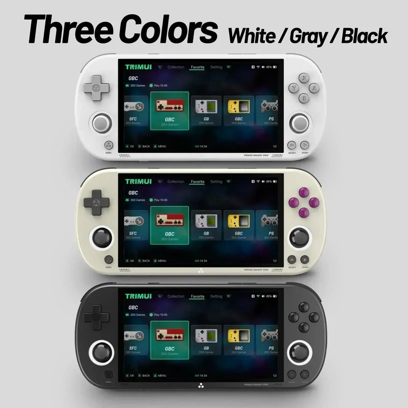 Trimui Smart Pro Handheld-Spielkonsole 4.96 Zoll IPS-Bildschirm Linux-System Joystick RGB-Beleuchtung Smartpro Retro-Videospiel Geschenke für Kinder