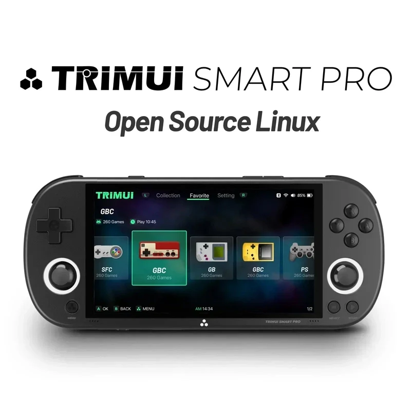 Trimui Smart Pro Handheld-Spielkonsole 4.96 Zoll IPS-Bildschirm Linux-System Joystick RGB-Beleuchtung Smartpro Retro-Videospiel Geschenke für Kinder