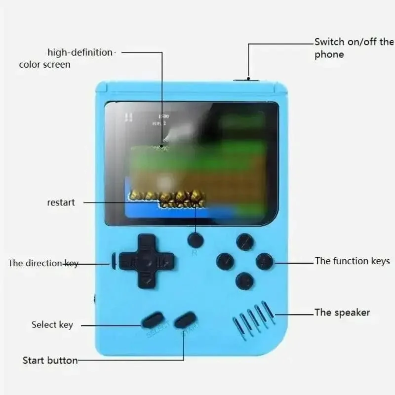 Tragbare Mini-Handheld-Videospielkonsole im Retro-Stil, 8 Bit, 3.0 Zoll Farb-LCD, Farbspiel-Player für Kinder, mit 500 integrierten Spielen