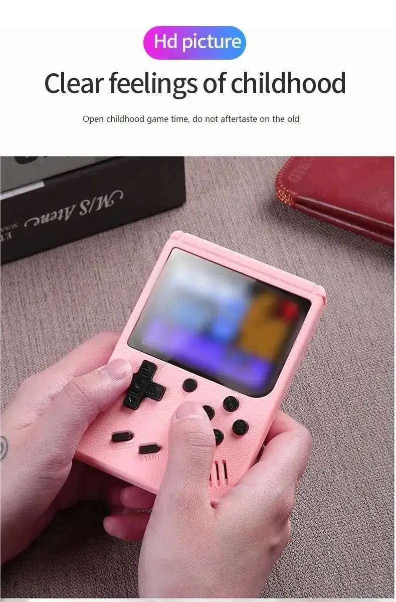 Tragbare Mini-Handheld-Videospielkonsole im Retro-Stil, 8 Bit, 3.0 Zoll Farb-LCD, Farbspiel-Player für Kinder, mit 500 integrierten Spielen