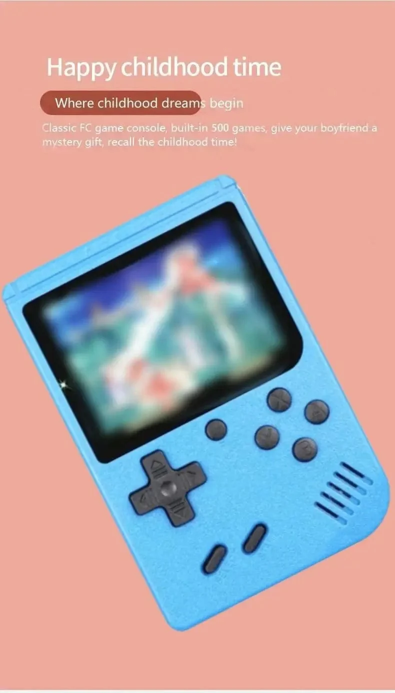 Tragbare Mini-Handheld-Videospielkonsole im Retro-Stil, 8 Bit, 3.0 Zoll Farb-LCD, Farbspiel-Player für Kinder, mit 500 integrierten Spielen