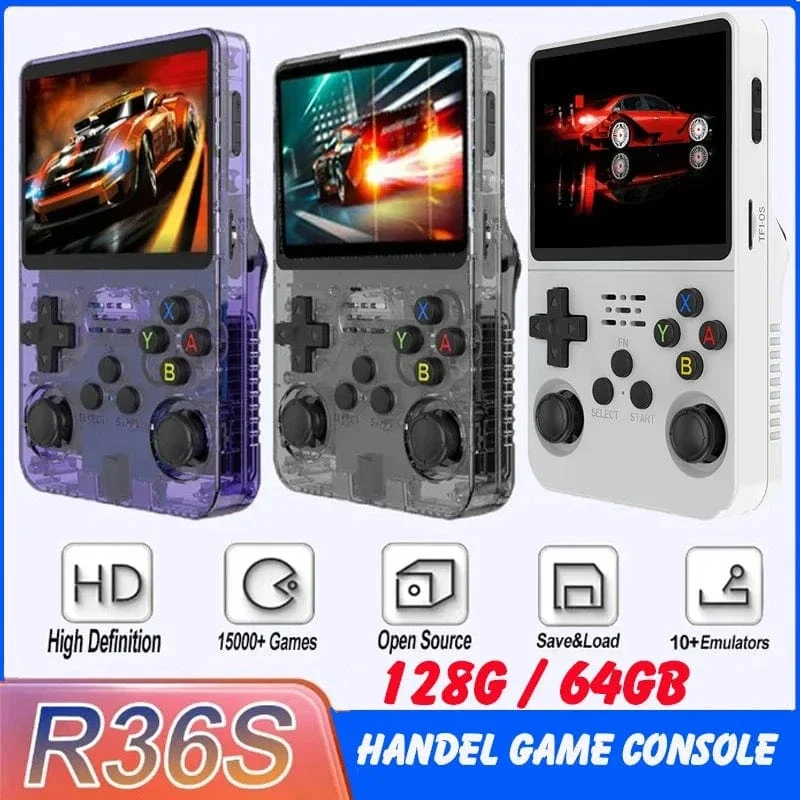 BOYHOM 128 GB R36S Retro-Handheld-Spielkonsole Linux-System 3.5-Zoll-IPS-Bildschirm Tragbarer Taschen-Videospiel-Player 64 GB Kindergeschenk