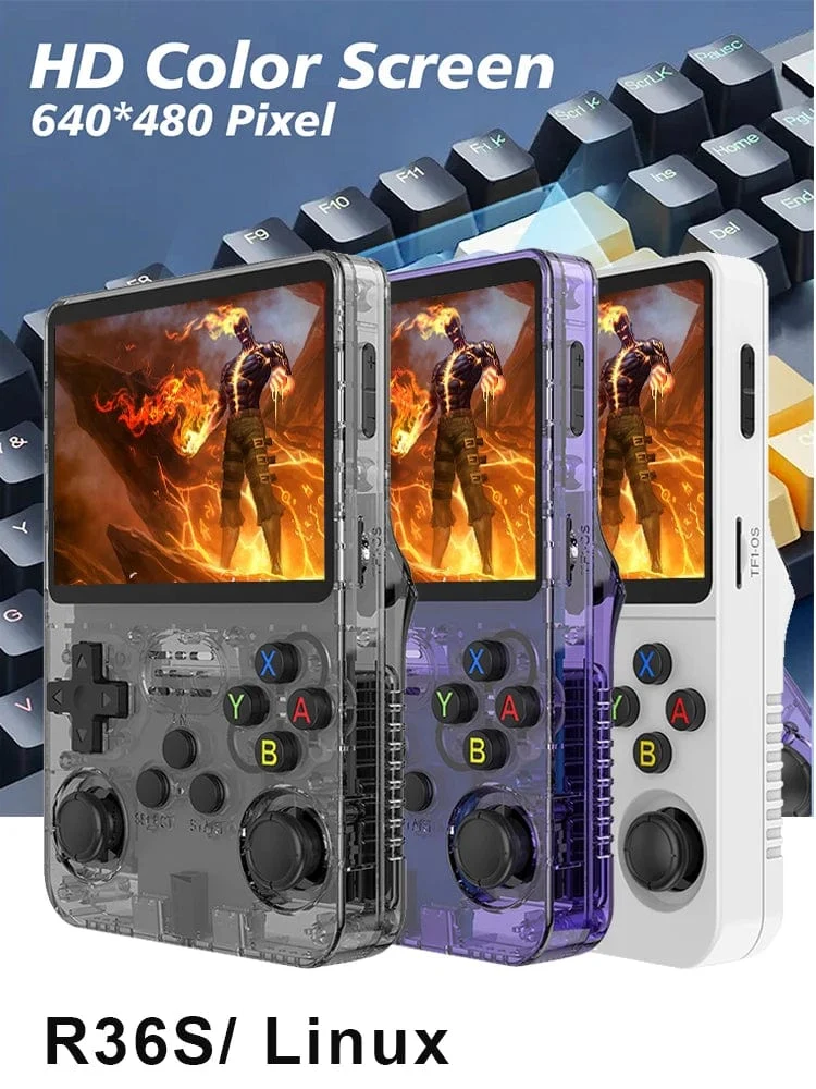 BOYHOM 128 GB R36S Retro-Handheld-Spielkonsole Linux-System 3.5-Zoll-IPS-Bildschirm Tragbarer Taschen-Videospiel-Player 64 GB Kindergeschenk