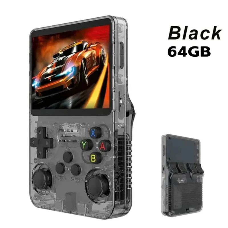 R36S Retro-Handheld-Videospielkonsole, Linux-System, 3.5-Zoll-IPS-Bildschirm, tragbarer Mini-Handheld-Videoplayer, 64 GB, 15000 Spiele