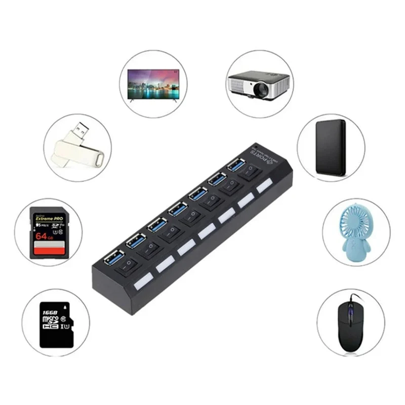 USB 3.0 Hub USB HUB Splitter Multi USB 3.0 Hub Mehrere 4/7 Port Hub Splitter Mit Netzteil Computer Zubehör Hub Für PC