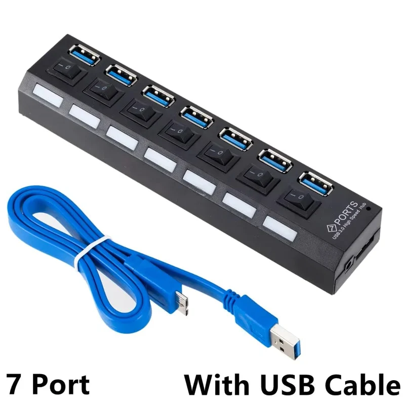 USB 3.0 Hub USB HUB Splitter Multi USB 3.0 Hub Mehrere 4/7 Port Hub Splitter Mit Netzteil Computer Zubehör Hub Für PC