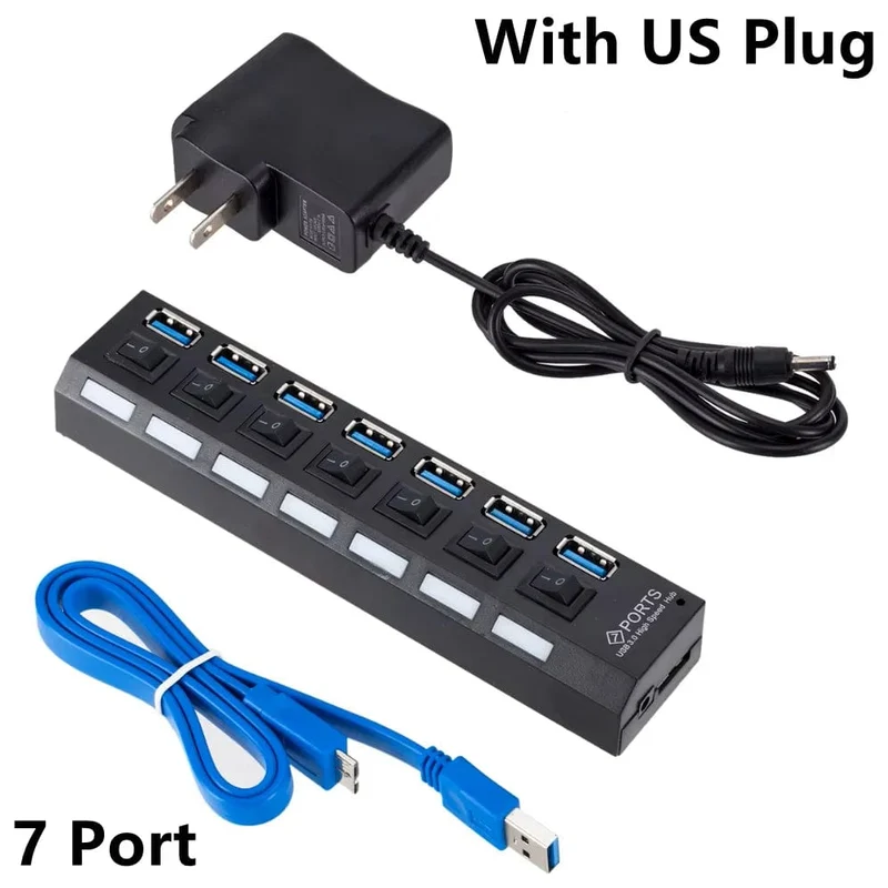 USB 3.0 Hub USB HUB Splitter Multi USB 3.0 Hub Mehrere 4/7 Port Hub Splitter Mit Netzteil Computer Zubehör Hub Für PC