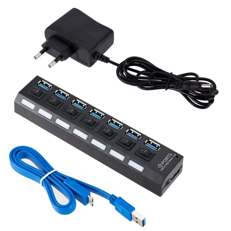 USB 3.0 Hub USB HUB Splitter Multi USB 3.0 Hub Mehrere 4/7 Port Hub Splitter Mit Netzteil Computer Zubehör Hub Für PC