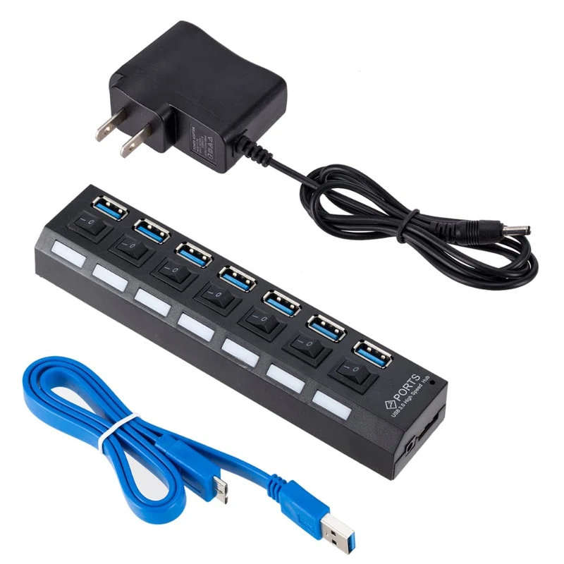 USB 3.0 Hub USB HUB Splitter Multi USB 3.0 Hub Mehrere 4/7 Port Hub Splitter Mit Netzteil Computer Zubehör Hub Für PC