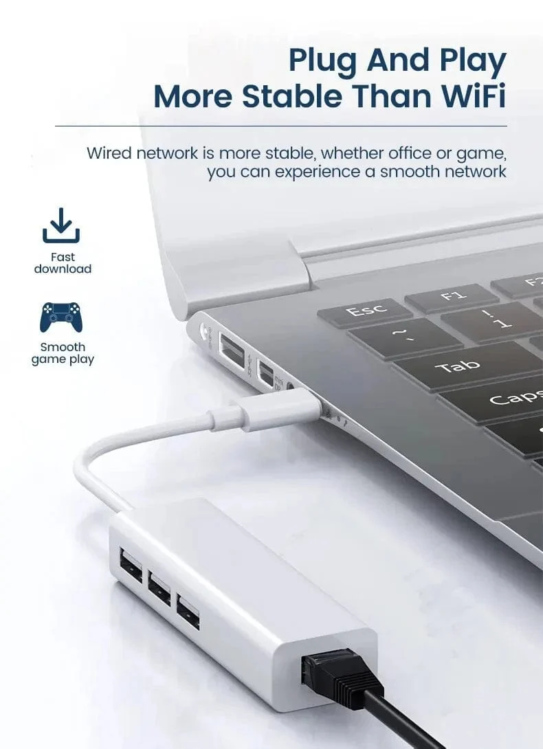 USB C HUB 100Mbps 3 Ports USB 2.0 Typ C HUB USB zu Rj45 Lan Ethernet Adapter für Lenovo Xiaomi Macbook Pro Air PC Zubehör