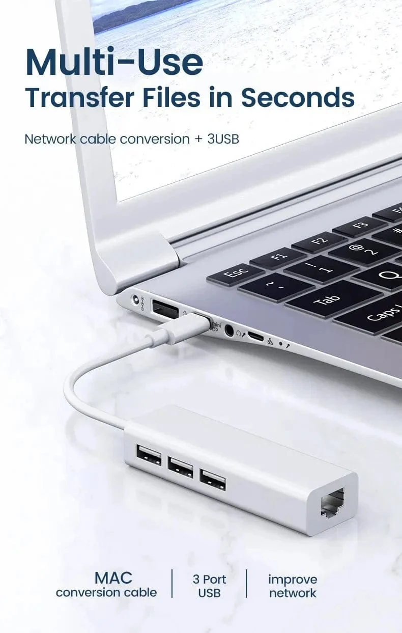 USB C HUB 100Mbps 3 Ports USB 2.0 Typ C HUB USB zu Rj45 Lan Ethernet Adapter für Lenovo Xiaomi Macbook Pro Air PC Zubehör