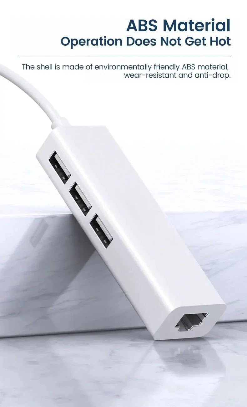 USB C HUB 100Mbps 3 Ports USB 2.0 Typ C HUB USB zu Rj45 Lan Ethernet Adapter für Lenovo Xiaomi Macbook Pro Air PC Zubehör