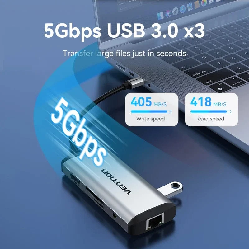 Tions USB C HUB Typ C auf USB 3.0 Dock Station USB C HDMI RJ45 4K für MacBook Pro Air Zubehör Typ C 3.1 Splitter USB HUB