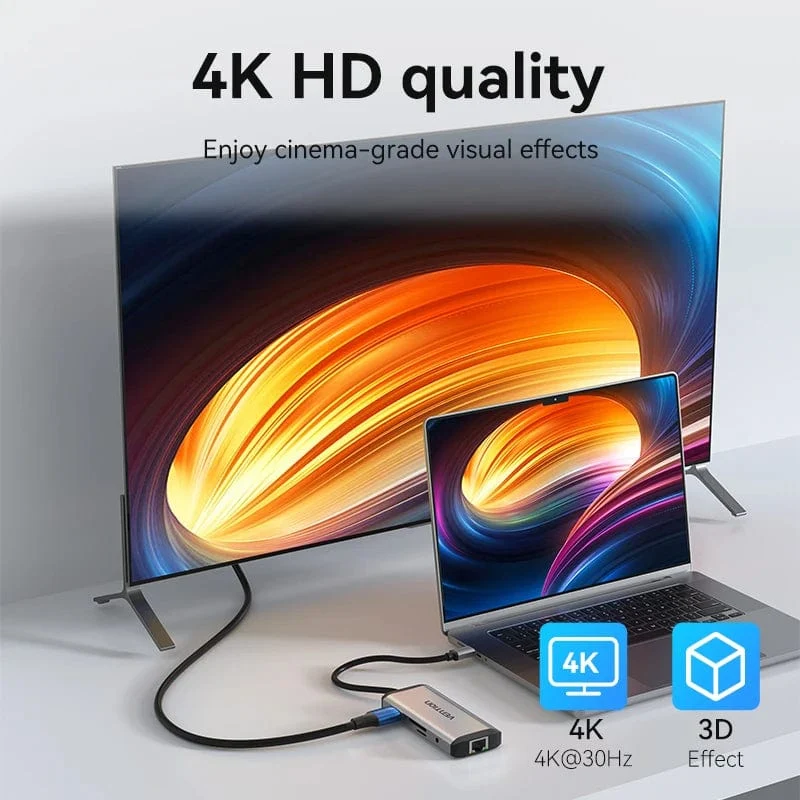 Tions USB C HUB Typ C auf USB 3.0 Dock Station USB C HDMI RJ45 4K für MacBook Pro Air Zubehör Typ C 3.1 Splitter USB HUB